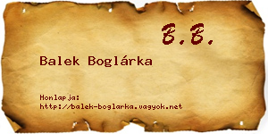 Balek Boglárka névjegykártya